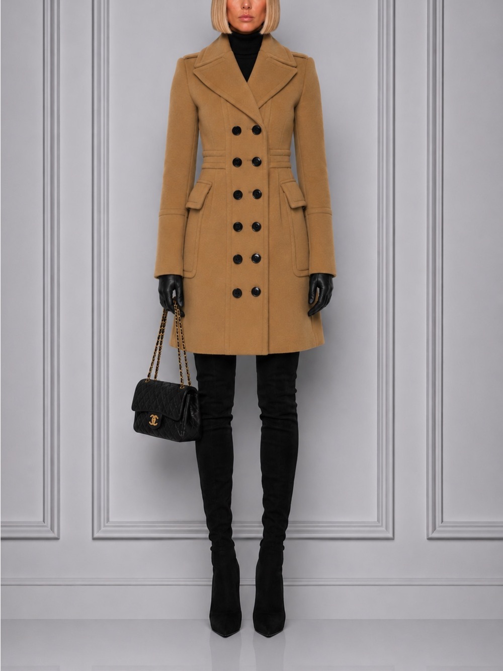 🎁 Burberry Double-Breasted tailored Wool cashmere trench Coat Jacket 36 0 2 XS